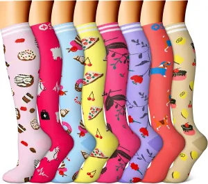 FEYHAY Copper Compression Socks (8 Pairs) 15-20 mmHg Circulation is Best Athletic & Daily for Men & Women, Running, Climbing
