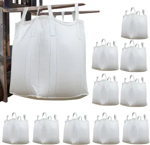 FIBC Bulk Bag Bag 3500lbs 10 Pack 35"L x 35"W x 43"H,1.6 Ton Duffle Top Flat Bottom Heavy Duty Bulk Bag for Industry Agriculture (10)