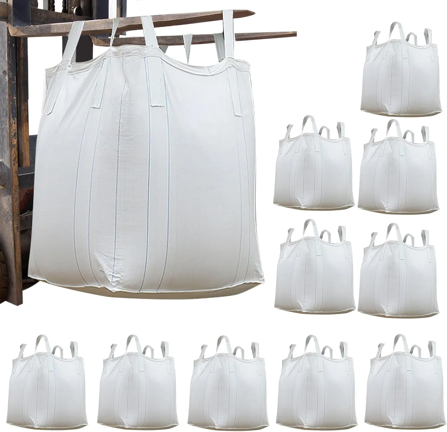 FIBC Bulk Bag Bag 3500lbs 10 Pack 35"L x 35"W x 43"H,1.6 Ton Duffle Top Flat Bottom Heavy Duty Bulk Bag for Industry Agriculture (10)