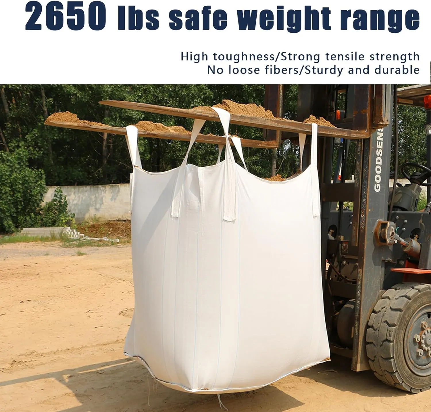 FIBC Bulk Bags, 1 One Ton Bag, 35"L x 35"W x 43"H, 3000lbs SWL, Duffle Top Flat Bottom, Woven Polypropylene Bags,Extra Heavy Duty Large Moving Bag,Leaf bags (20)