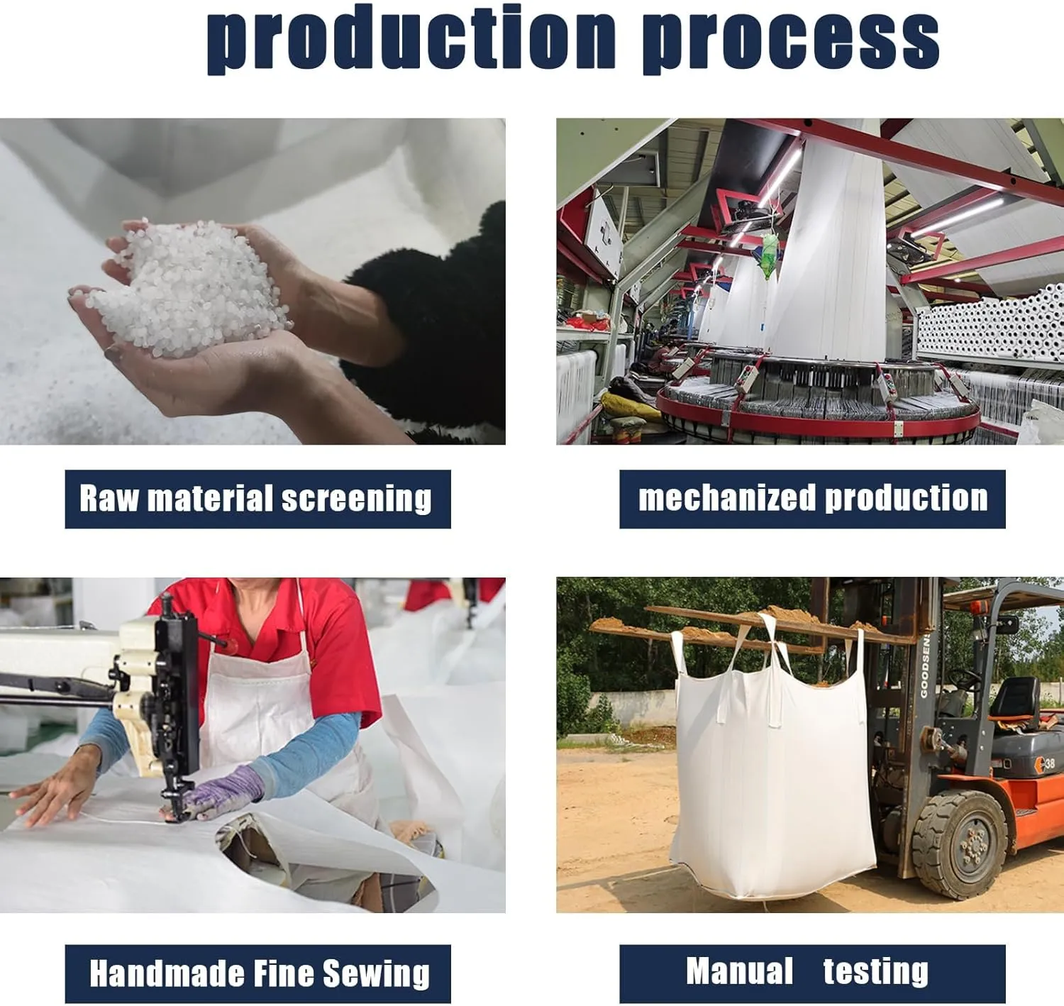 FIBC Bulk Bags, 1 One Ton Bag, 35"L x 35"W x 43"H, 3000lbs SWL, Duffle Top Flat Bottom, Woven Polypropylene Bags,Extra Heavy Duty Large Moving Bag,Leaf bags (20)