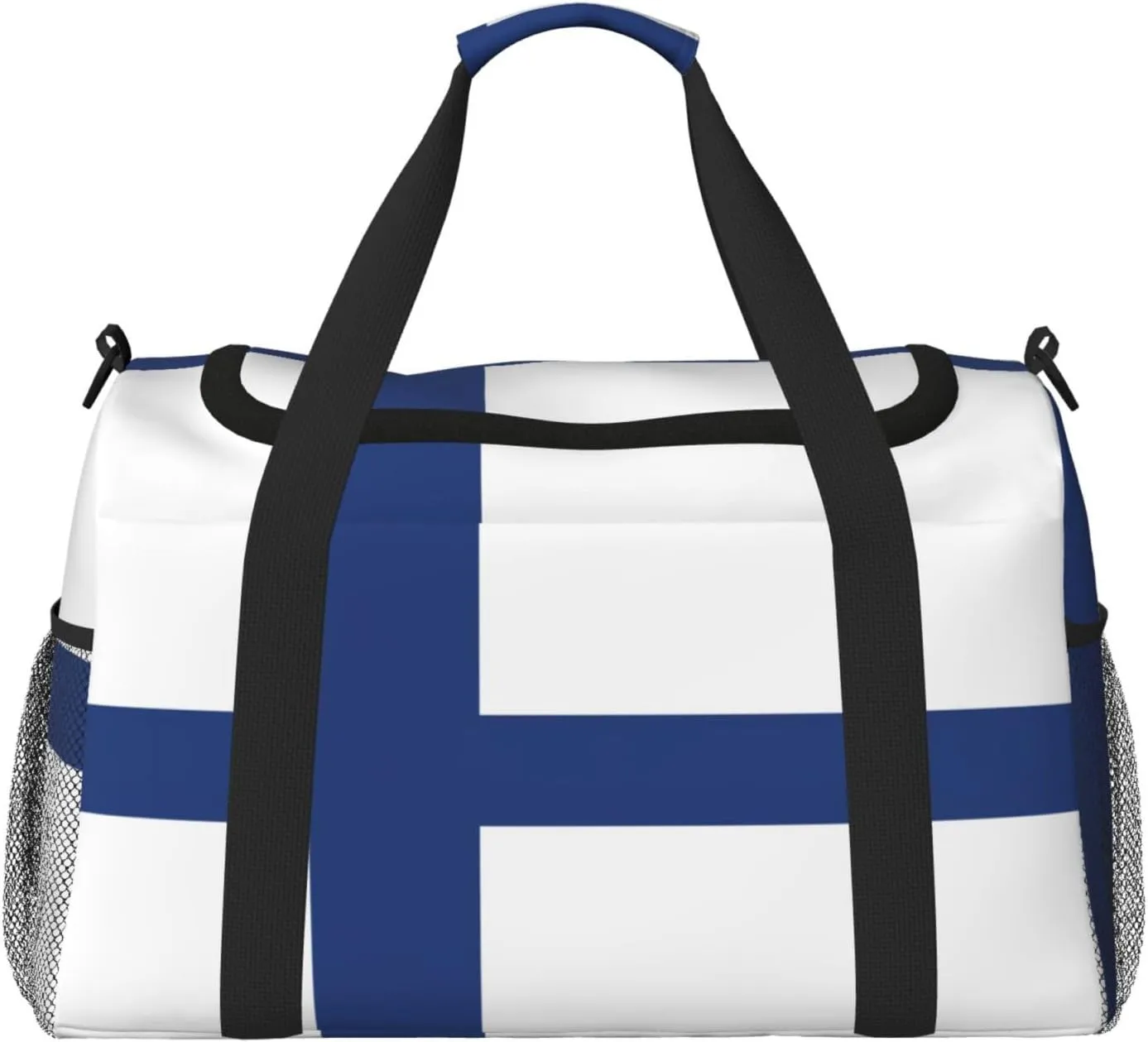 Finnish flag print Weekender Overnight Carry On Bag Gym Luggage Bag Duffel Bag for Travel Women