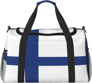 Finnish flag print Weekender Overnight Carry On Bag Gym Luggage Bag Duffel Bag for Travel Women