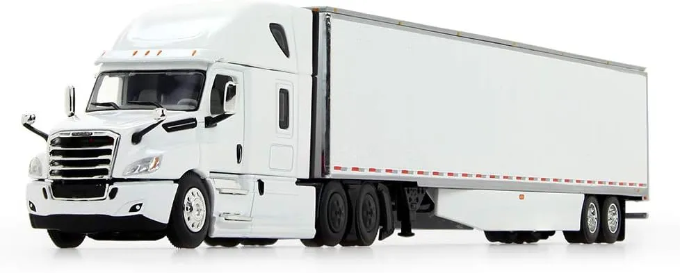 First Gear 1/64 Scale Diecast Collectible White/White Freightliner New Cascadia High-Roof Sleeper with 53' Utility Trailer with Skirts (60-0744)