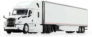 First Gear 1/64 Scale Diecast Collectible White/White Freightliner New Cascadia High-Roof Sleeper with 53' Utility Trailer with Skirts (60-0744)