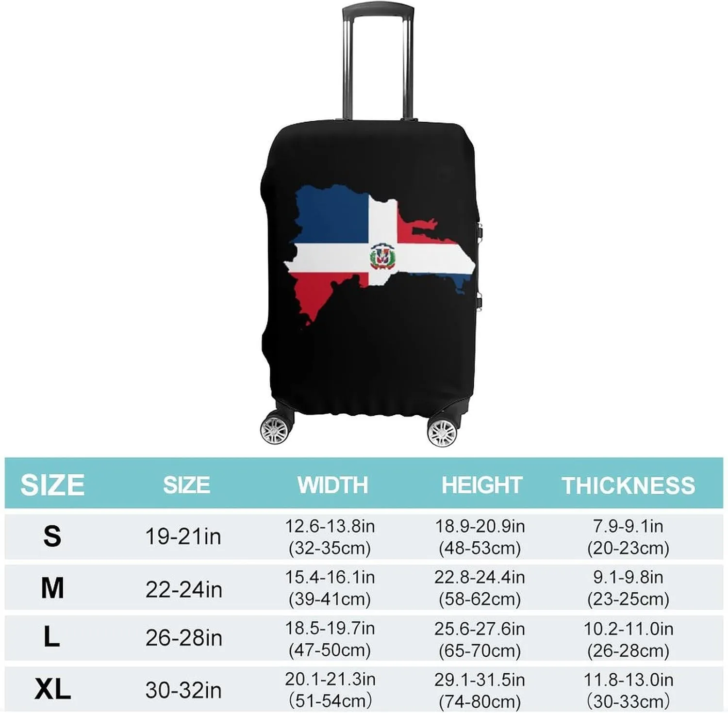 Flag Map of Dominican Republic Travel Luggage Case Cover Funny Baggage Protector Washable Suitcase Cover Fits 19-32 Inch