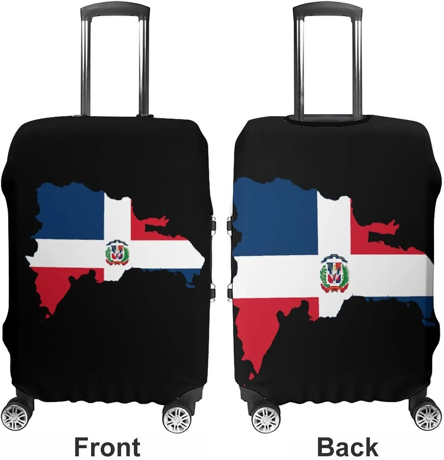 Flag Map of Dominican Republic Travel Luggage Case Cover Funny Baggage Protector Washable Suitcase Cover Fits 19-32 Inch