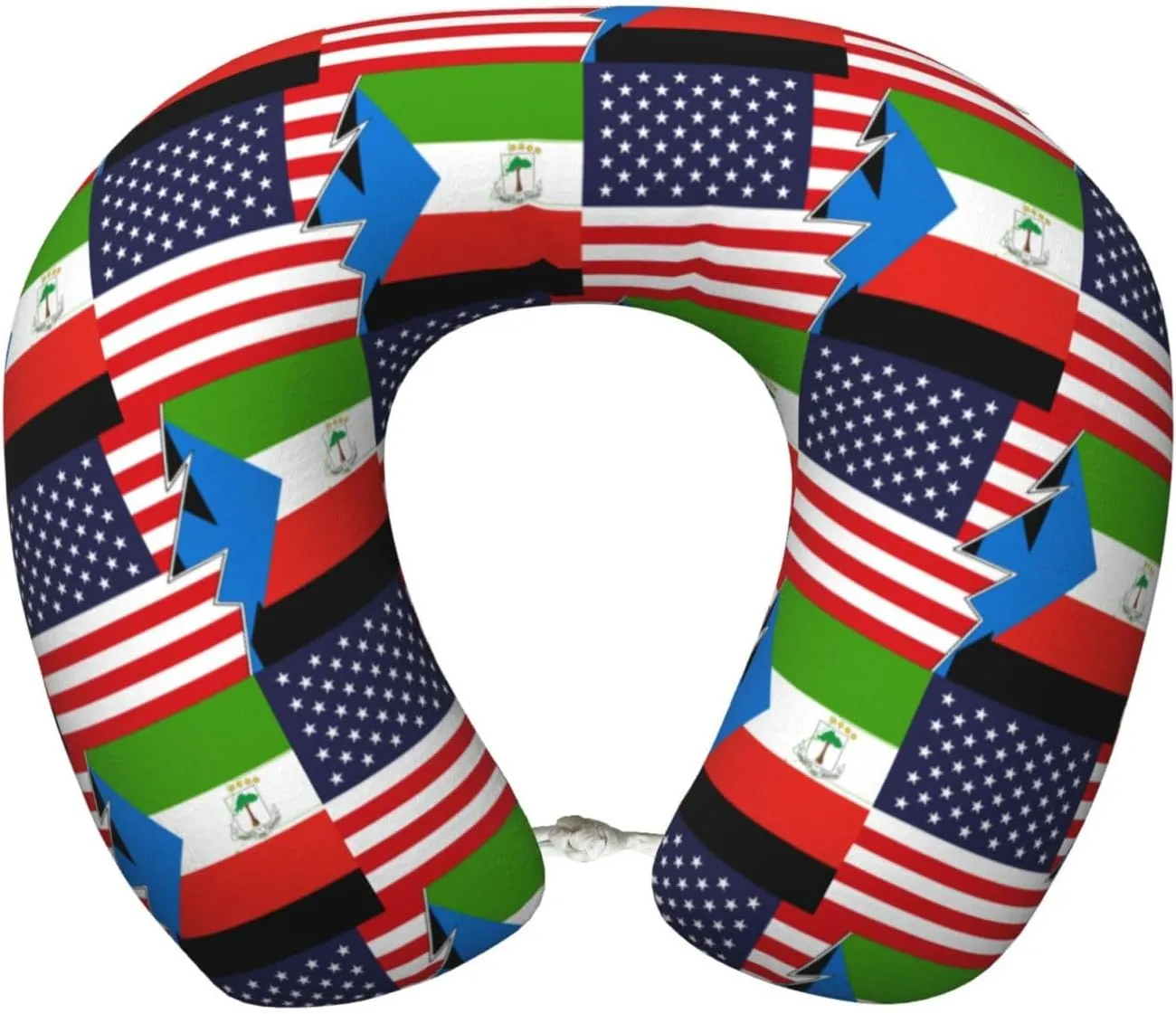 Flag Map of Equatorial Guinea and America Neck Pillow Memory Foam U-Shaped Travel Neck Pillow for Airplanes Car Home