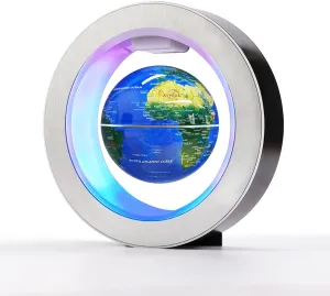 Flagest Magnetic Levitation Floating Globe - Levitating O Shape Globe with LED Lights for Educational Home Office Desk Decor - Birthday Holiday Party Item (4Inches Globe