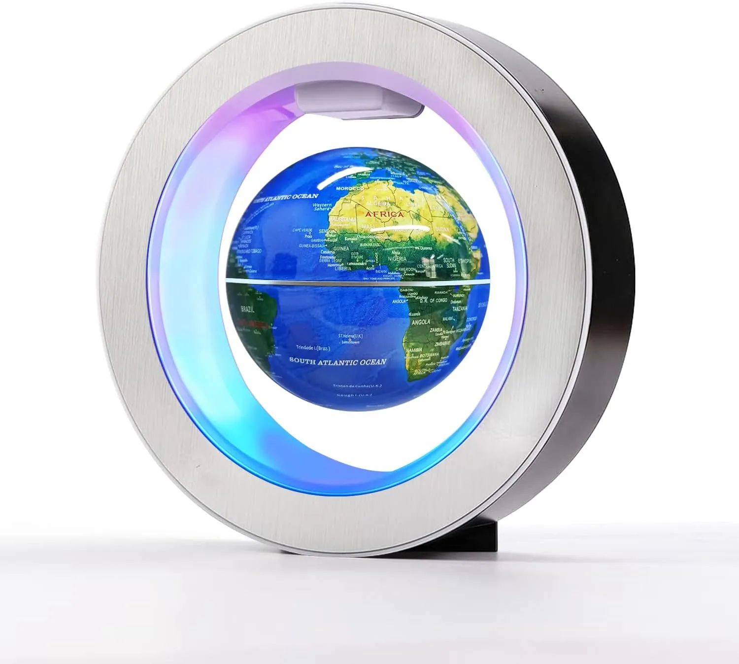 Flagest Magnetic Levitation Floating Globe - Levitating O Shape Globe with LED Lights for Educational Home Office Desk Decor - Birthday Holiday Party Item (4Inches Globe