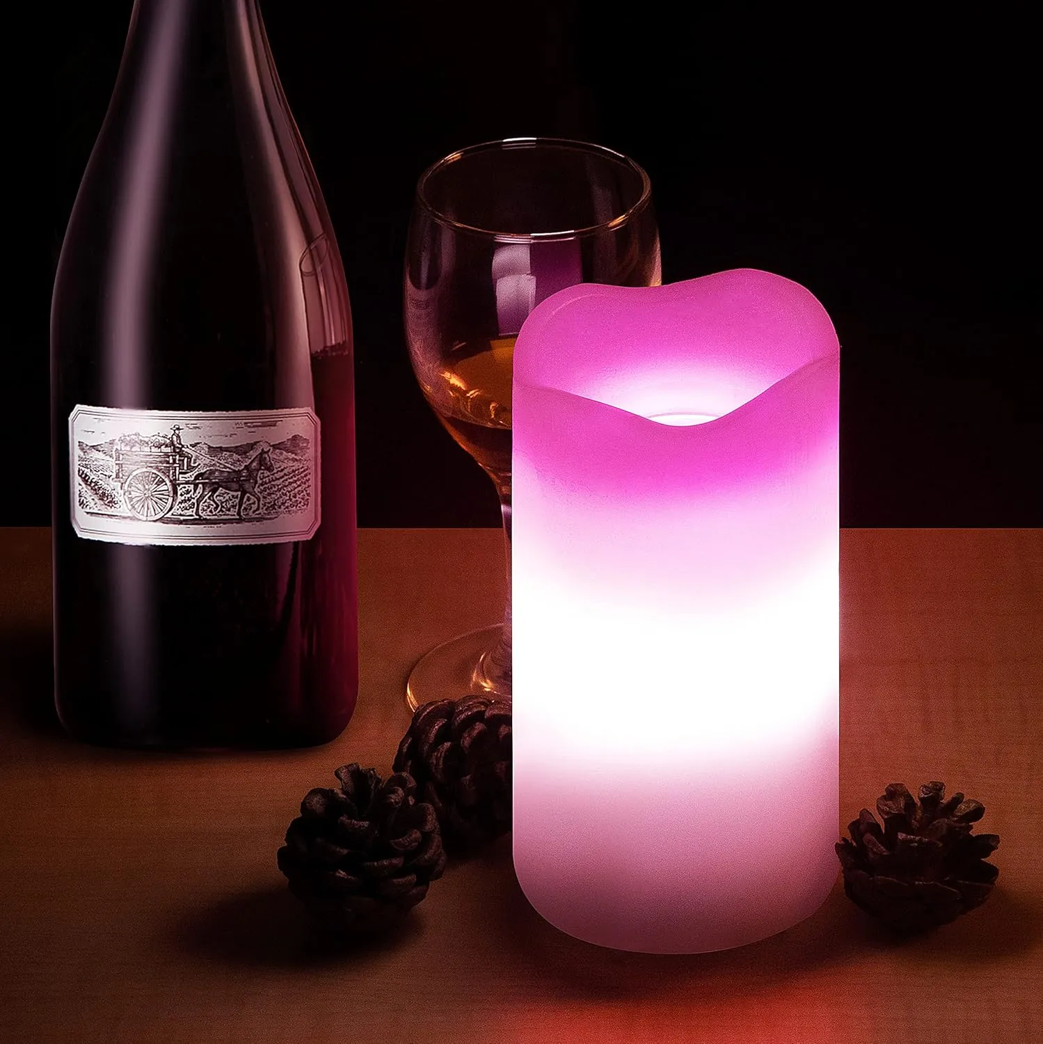 Flameless Candles Valentine Romantic Pink Heart Projector Lights Battery Operated Night Light with Remote and Timer, LED Candle Home Decorations