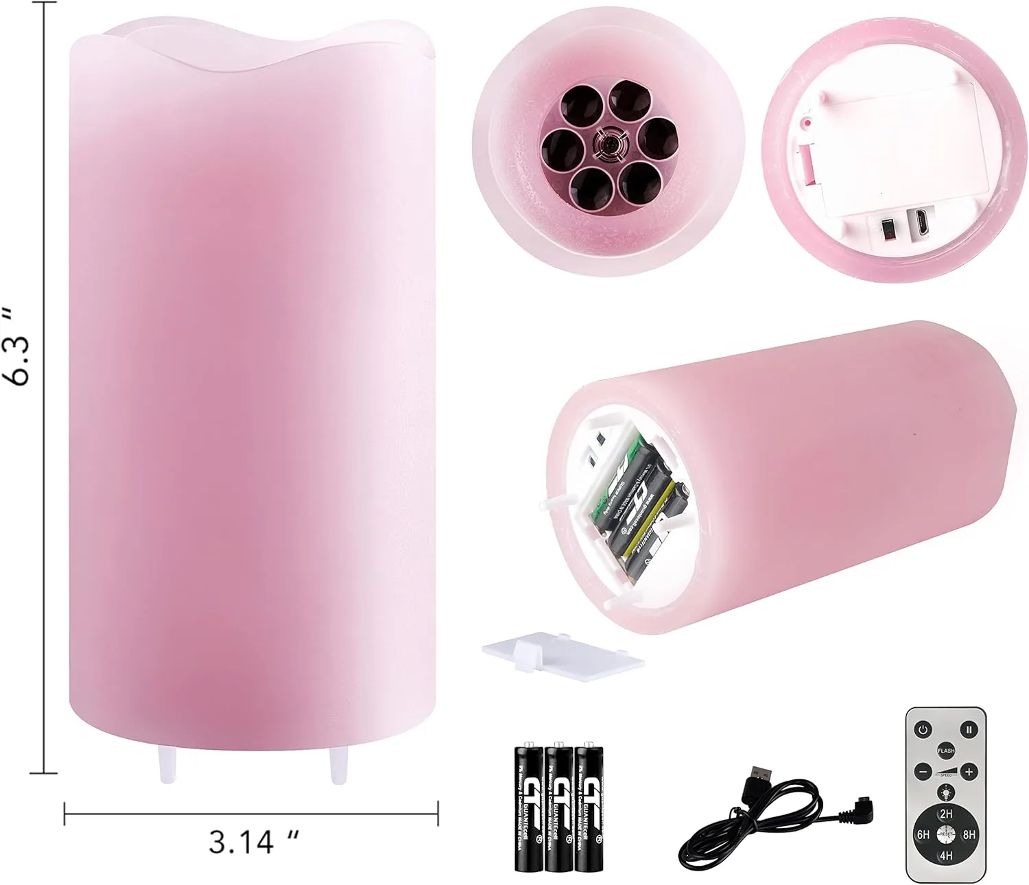 Flameless Candles Valentine Romantic Pink Heart Projector Lights Battery Operated Night Light with Remote and Timer, LED Candle Home Decorations