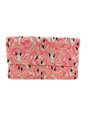 Flocka Flamingoes Beaded Purse