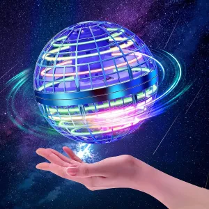 Flying Orb Ball Toys, 2024 Hover Ball Soaring Nebula Flying Orb, Hand Controlled Boomerang Galaxy Ball iFly Spinner, RGB Light Magic Space UFO Cool Toy, Mini Drone for Kid Adults Outdoor Indoor-Blue