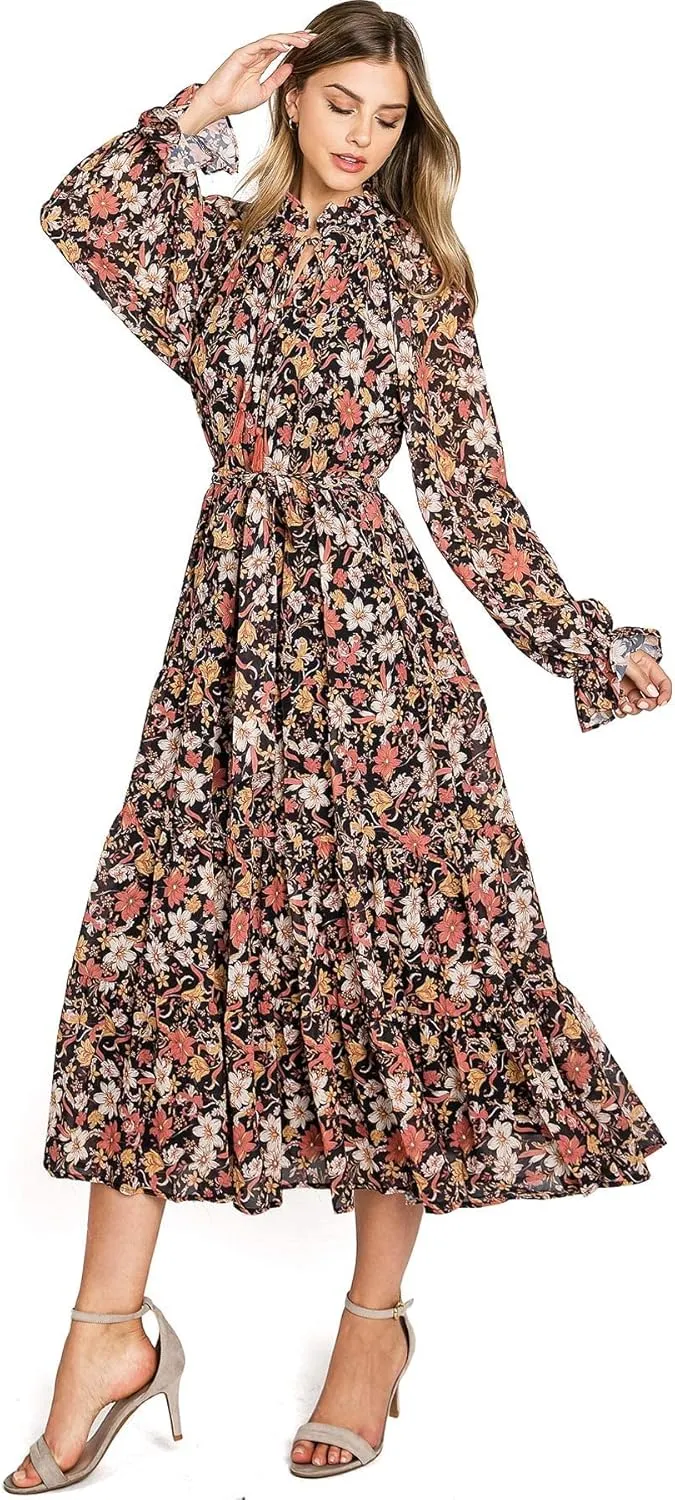 Flying Tomato Love Colette Women's Mock Neck Floral Dress