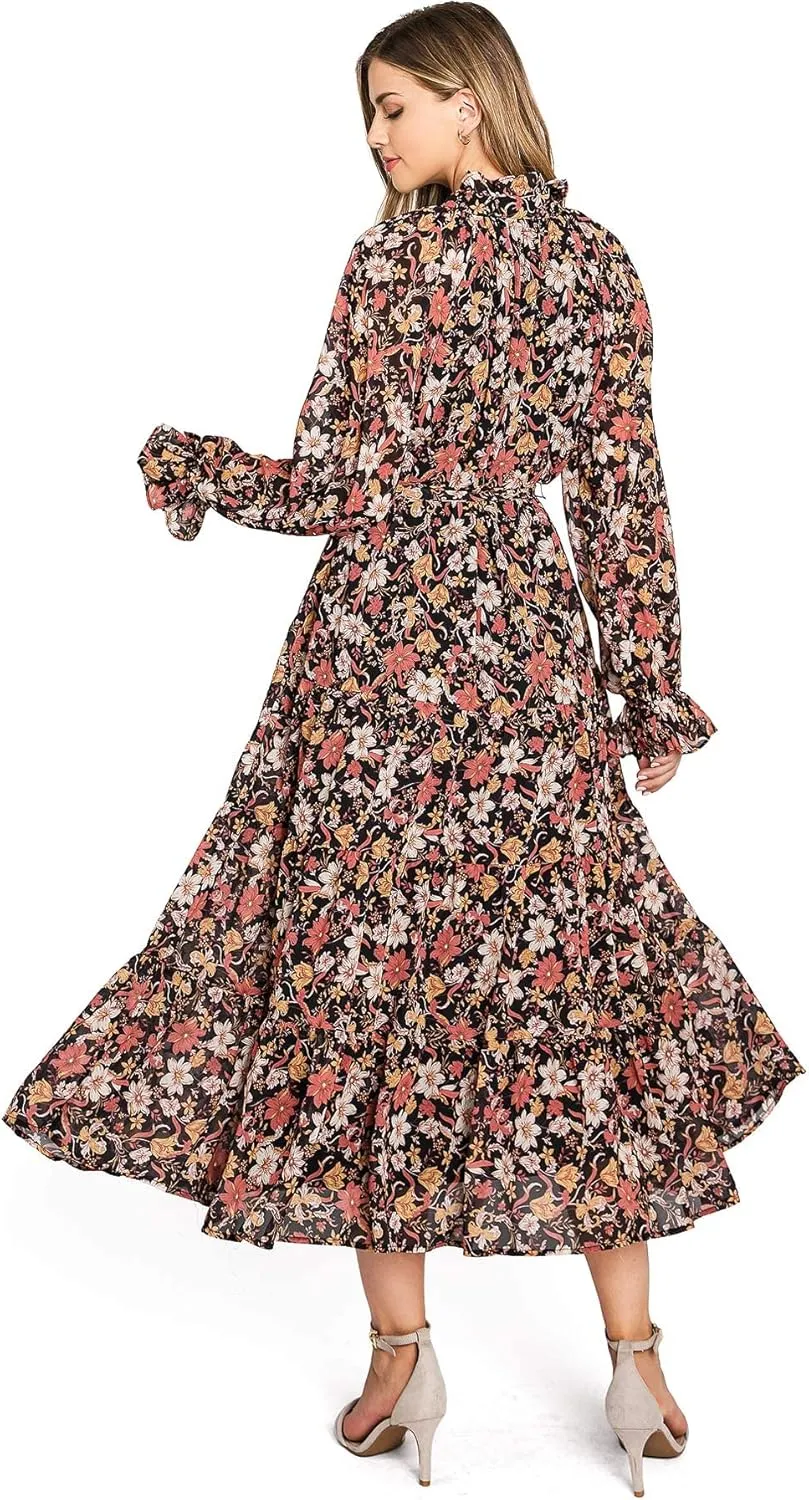 Flying Tomato Love Colette Women's Mock Neck Floral Dress