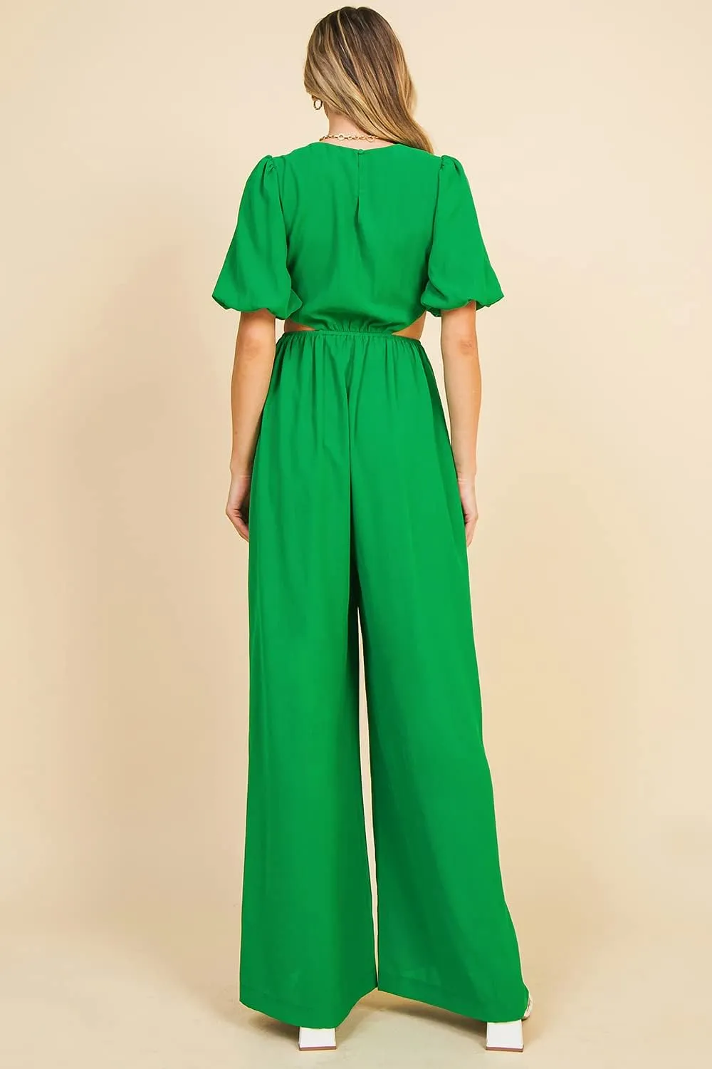Flying Tomato Women's Juniors Statement Cocktail Cut Out Jumpsuit