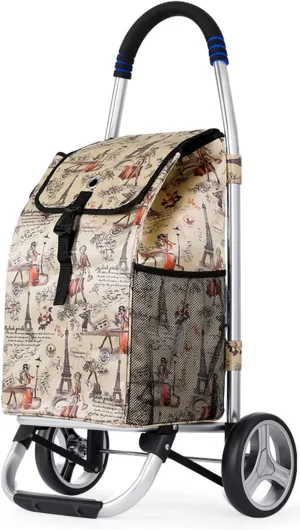 Foldable Shopping Trolley, Lightweight Shopping Trolley, with Wheels Stair Climbing Grocery Cart, Large Capacity Shopping Bag (B)