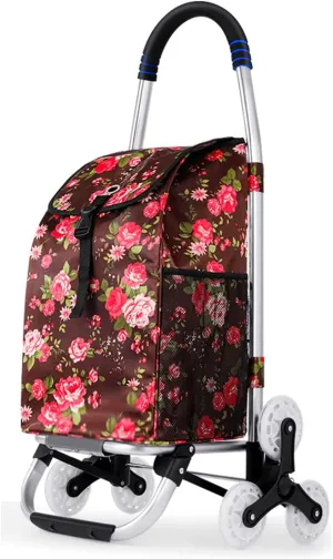 Foldable Shopping Trolley, Lightweight Shopping Trolley, with Wheels Stair Climbing Grocery Cart, Large Capacity Shopping Bag (F)