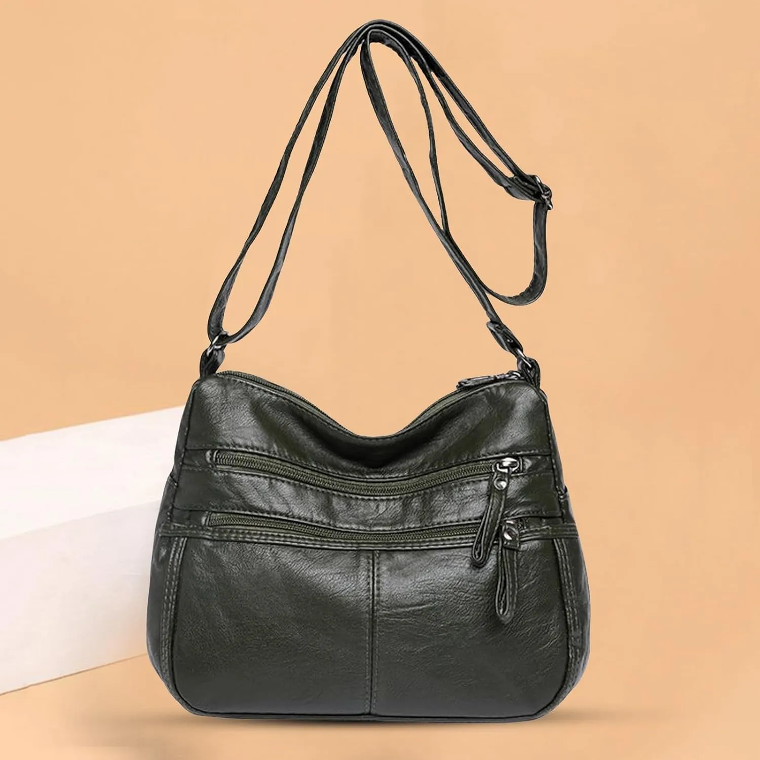 Foldie Crossbody Bags for Women Cute Hobo Tote Handbags Mini Clutch Purses with Zipper Closure Luxury Travel Bag(Green)