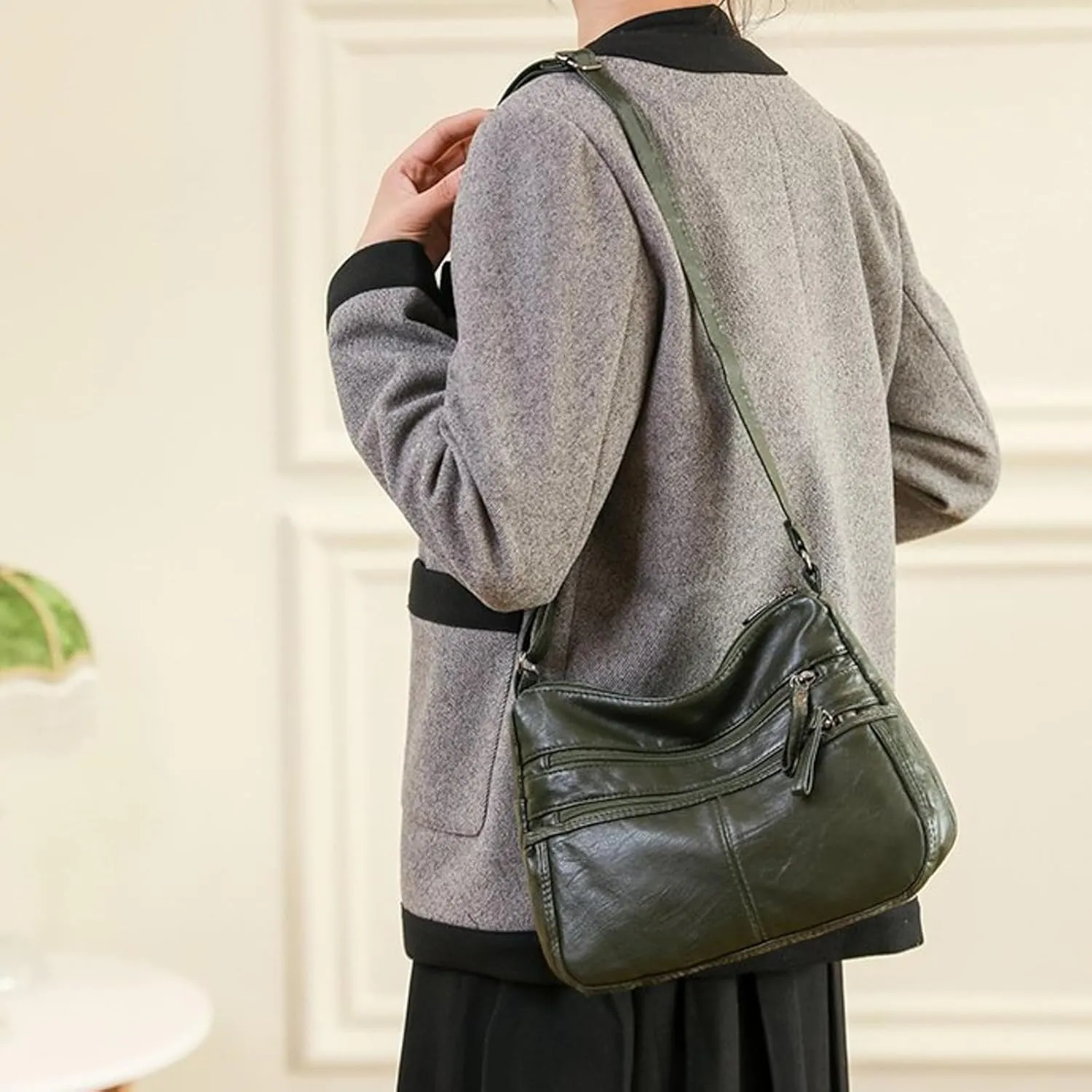 Foldie Crossbody Bags for Women Cute Hobo Tote Handbags Mini Clutch Purses with Zipper Closure Luxury Travel Bag(Green)