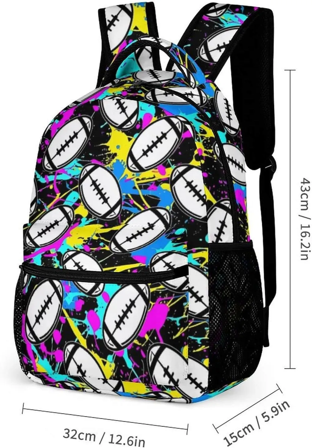 Football Backpack for Kids Girls Boys School, 16 Inches Cool Football Bookbag, Football Backpack for School
