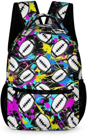 Football Backpack for Kids Girls Boys School, 16 Inches Cool Football Bookbag, Football Backpack for School