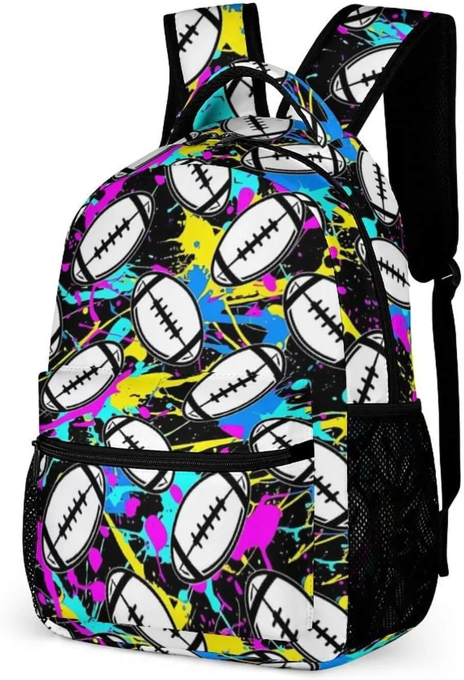 Football Backpack for Kids Girls Boys School, 16 Inches Cool Football Bookbag, Football Backpack for School