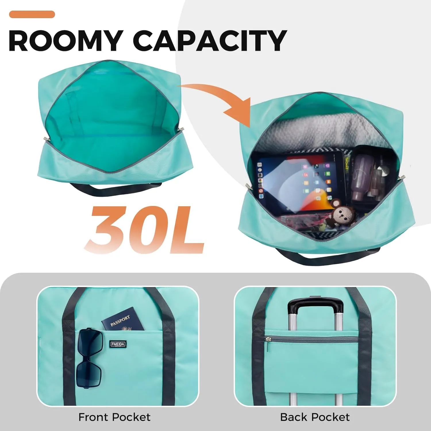 For Frontier Airlines Personal Item Bag 18x14x8 Underseat Travel Duffel Bag Carry on Luggage for Women and Men 30L (With Shoulder Strap)