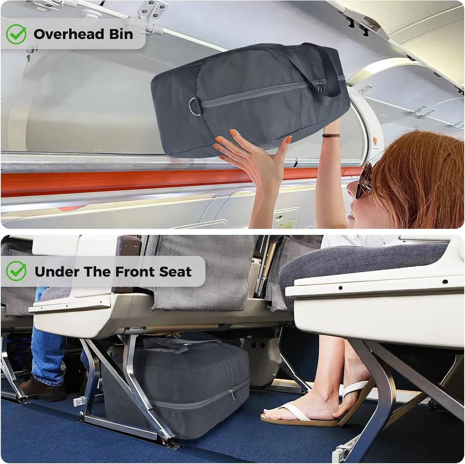 For Frontier Airlines Personal Item Bag 18x14x8 Underseat Travel Duffel Bag Carry on Luggage for Women and Men 30L (With Shoulder Strap)