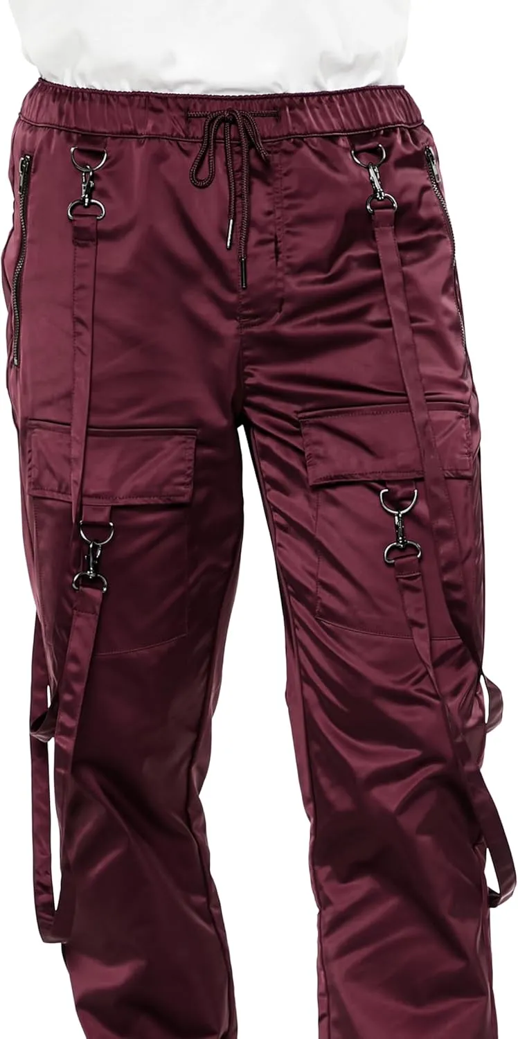 Forever 21 Men's Satin Drawstring Utility Strap Pants