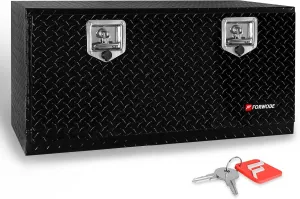 FORWODE 36 Inch Underbody Truck Tool Box Aluminum Heavy Duty Trailer Tool Box for Pickup Truck Bed, RV Toolbox - Black