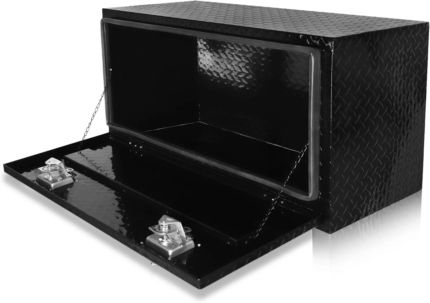 FORWODE 36 Inch Underbody Truck Tool Box Aluminum Heavy Duty Trailer Tool Box for Pickup Truck Bed, RV Toolbox - Black