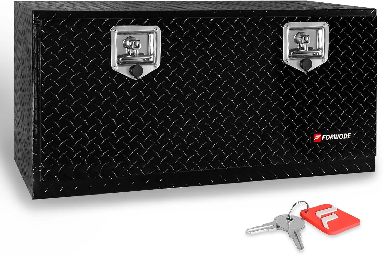 FORWODE 36 Inch Underbody Truck Tool Box Aluminum Heavy Duty Trailer Tool Box for Pickup Truck Bed, RV Toolbox - Black