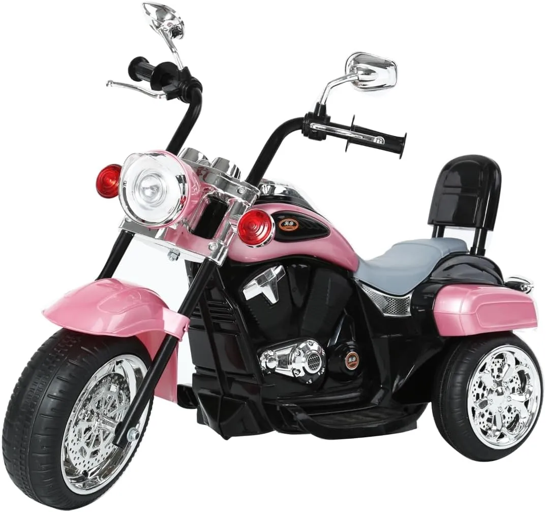 Freddo Toys Toddler Kids 6V Battery Powered Electric Chopper-Style Motorcycle Ride-On Trike Toy for Ages 3 to 6 Years, Pink