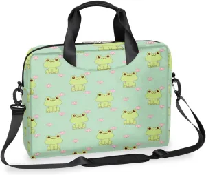 Frog Adorable 16 Inch Laptop Bag Case 15 15.6 Computer Shoulder Messenger Bag Waterproof Cute Frog Laptop Carrying Case with Adjustable Shoulder Strap for Men, Women