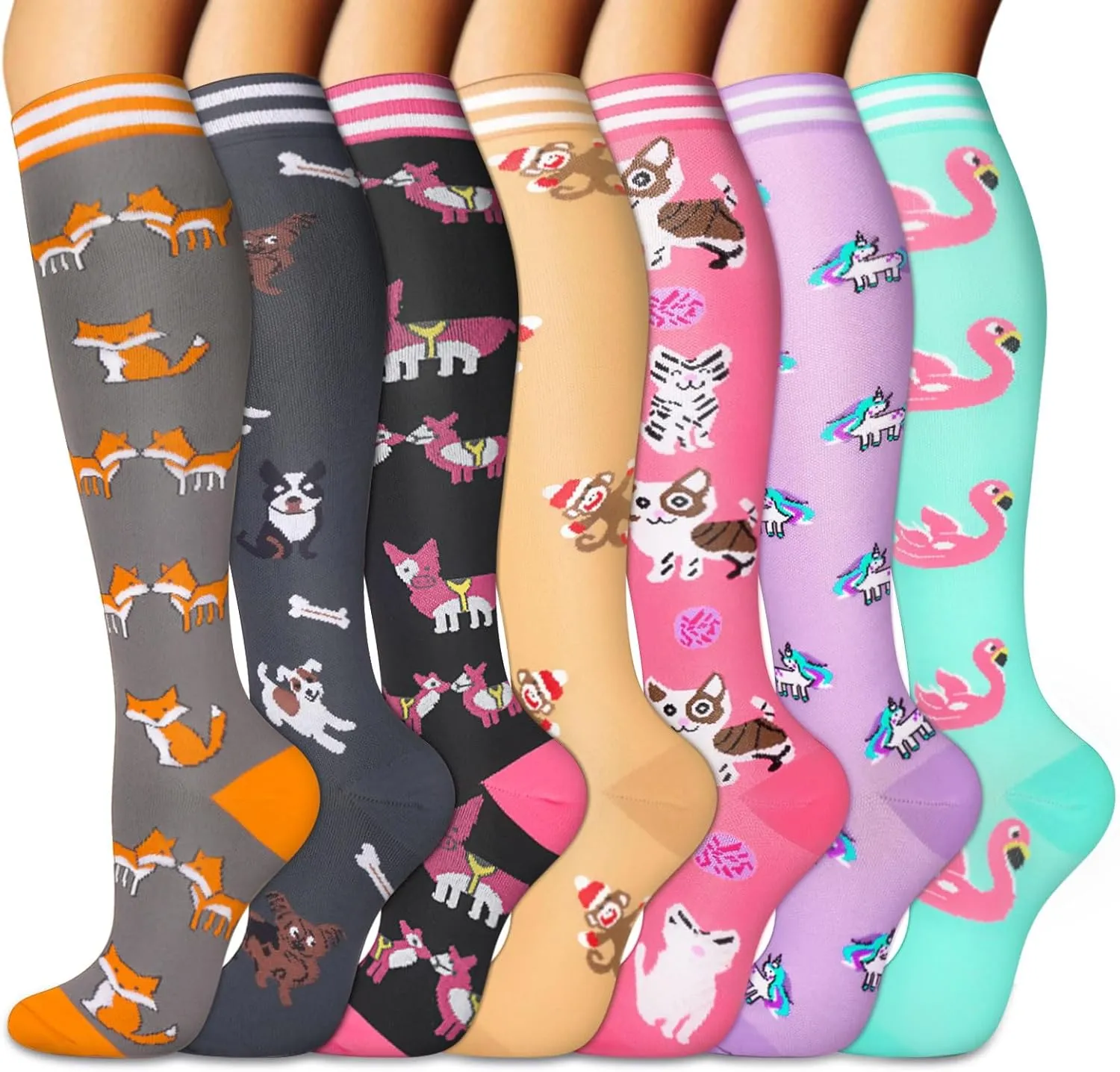FuelMeFoot Compression Socks For Women Men - Graduated Support Knee High Socks For Nurses, Travel, Athletic