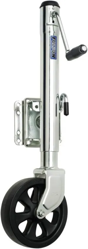 Fulton XP15 0101 Steel Swing-Away Bolt-On Jack with 10" Travel and 8" Poly Wheel - 1500 lb. Weight Capacity