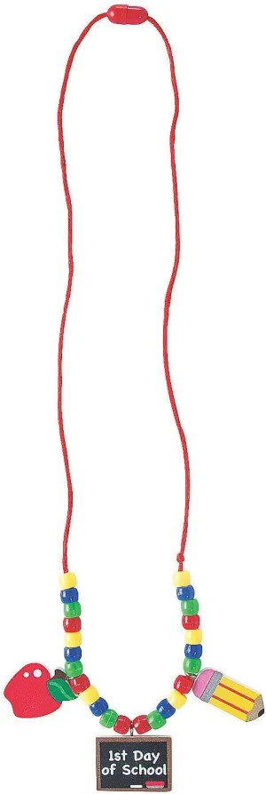 Fun Express 1St Day of School Necklace Craft Kit - 12 Pieces - Educational and Learning Activities for Kids