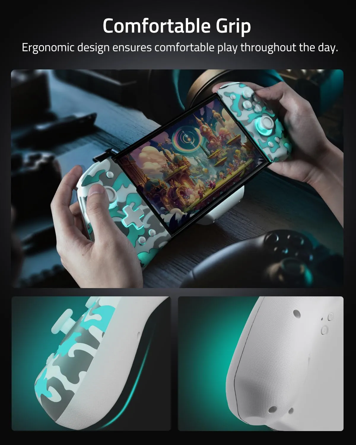 FUNLAB Customizable Switch Controller for Nintendo Switch/OLED Joycon Controller, Ergonomic Switch Handheld Controller Joypad Replacement, Camo One Piece Controles with Adjustable Color, Turbo, Mapping