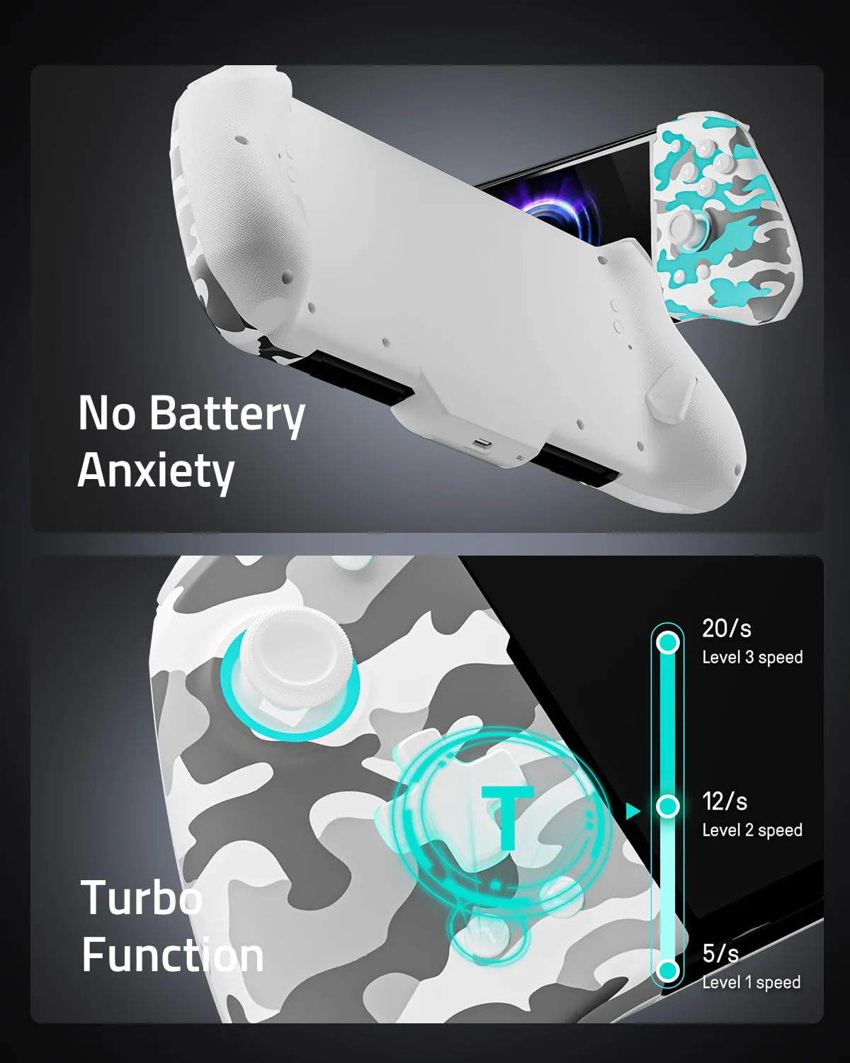 FUNLAB Customizable Switch Controller for Nintendo Switch/OLED Joycon Controller, Ergonomic Switch Handheld Controller Joypad Replacement, Camo One Piece Controles with Adjustable Color, Turbo, Mapping