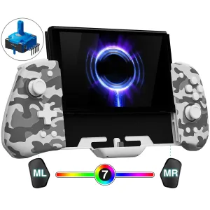 FUNLAB Customizable Switch Controller for Nintendo Switch/OLED Joycon Controller, Ergonomic Switch Handheld Controller Joypad Replacement, Camo One Piece Controles with Adjustable Color, Turbo, Mapping