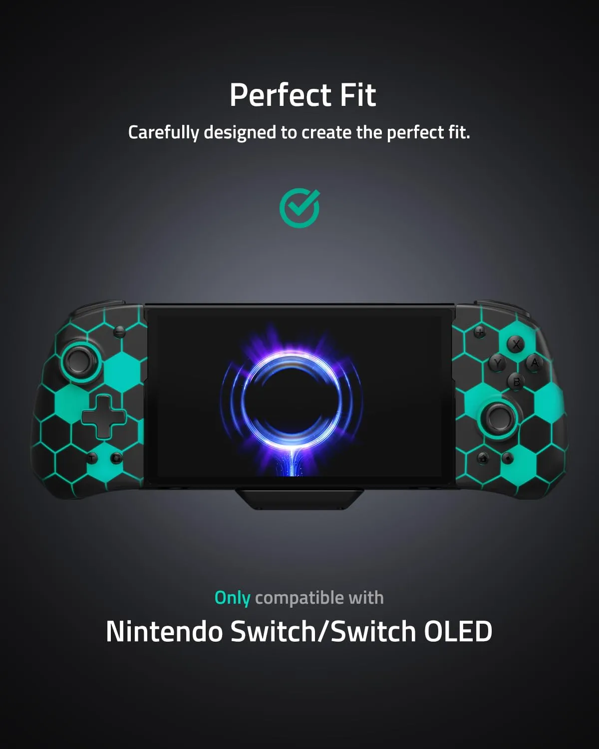 FUNLAB Switch Joypad Controller Compatible with Nintendo Switch/OLED, Luminpad Switch handheld Controller, Ergonomic Switch Controllers Replacement - 7 LED Colors/Turbo/Mapping - Black