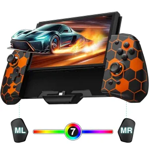 FUNLAB Switch Joypad Controller Compatible with Nintendo Switch/OLED, Luminpad Switch handheld Controller, Ergonomic Switch Controllers Replacement - 7 LED Colors/Turbo/Mapping - Black