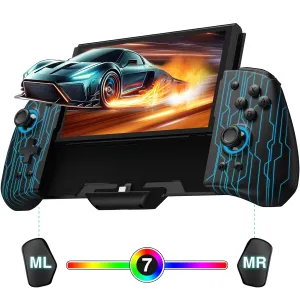 FUNLAB Switch Pro Controller Customizable for Nintendo Switch Joycon, Ergonomic Switch handheld Controller, Luminpad Switch Controles One-Piece Controllers Replacement- 7 LED Colors/Turbo/Mapping