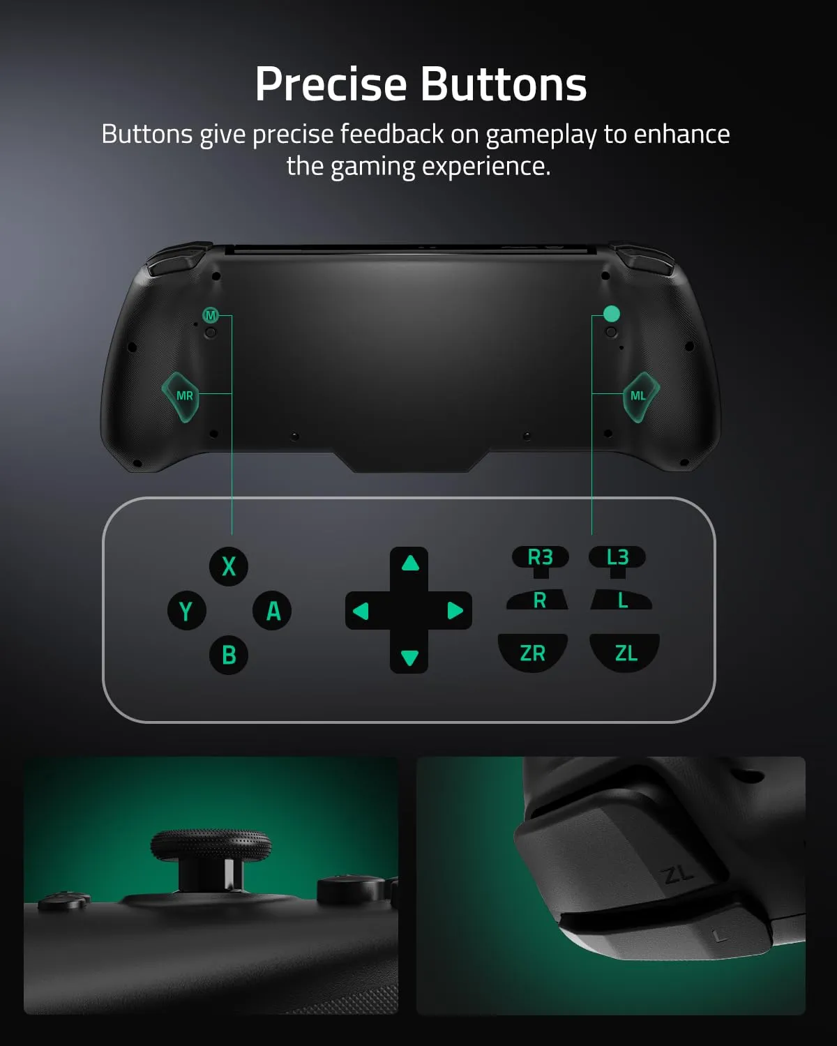 FUNLAB Switch Pro Controller Customizable for Nintendo Switch Joycon, Ergonomic Switch handheld Controller, Luminpad Switch Controles One-Piece Controllers Replacement- 7 LED Colors/Turbo/Mapping