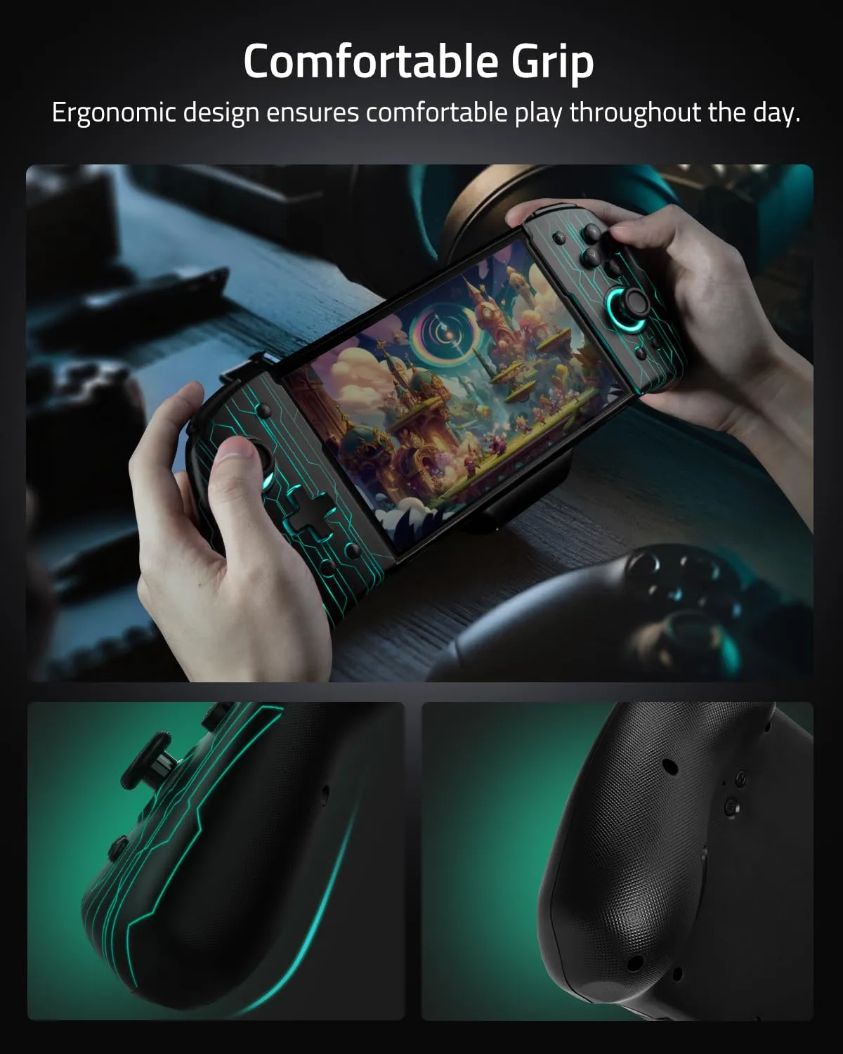 FUNLAB Switch Pro Controller Customizable for Nintendo Switch Joycon, Ergonomic Switch handheld Controller, Luminpad Switch Controles One-Piece Controllers Replacement- 7 LED Colors/Turbo/Mapping
