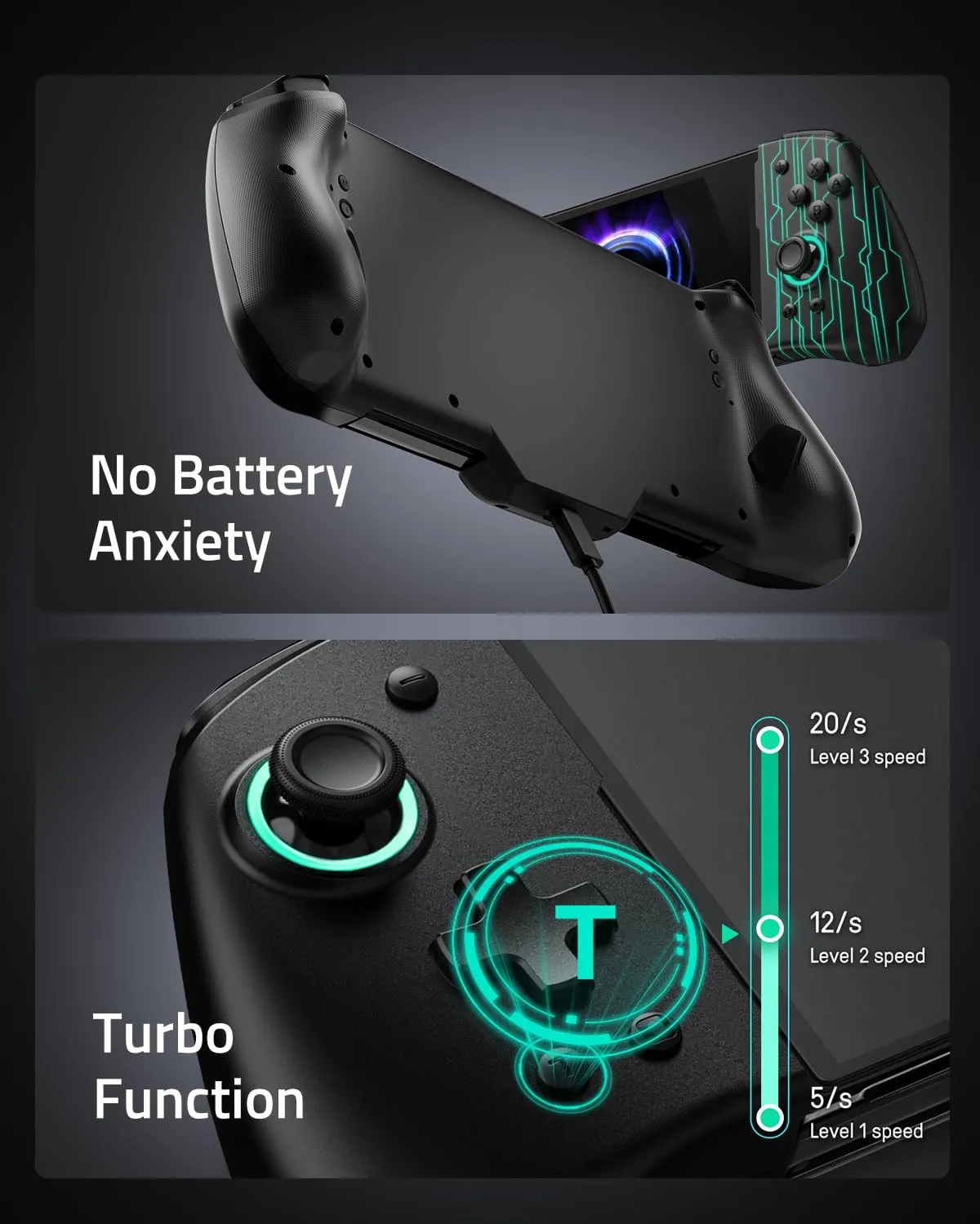 FUNLAB Switch Pro Controller Customizable for Nintendo Switch Joycon, Ergonomic Switch handheld Controller, Luminpad Switch Controles One-Piece Controllers Replacement- 7 LED Colors/Turbo/Mapping