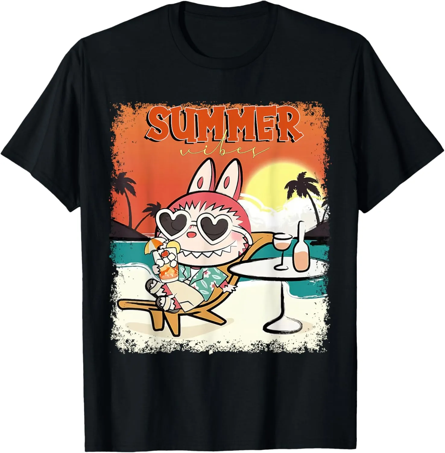 Funny Summer Vibes Labubu Funny Summer Vacation T-Shirt