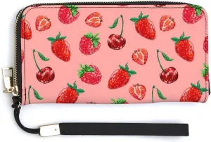 FunnyStar Cherry, Strawberry Women's Travel Wallet Zip Around Wristlet Purse Clutch Phone Handbag